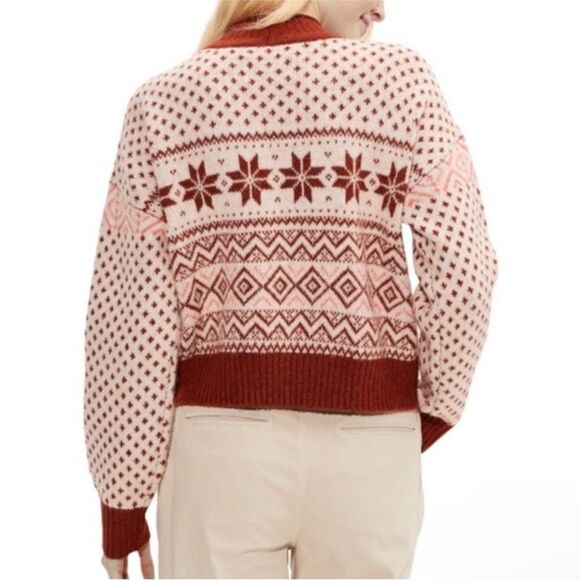 American Eagle Fairisle Mock Neck Cropped Sweater Size M - Picture 3 of 12